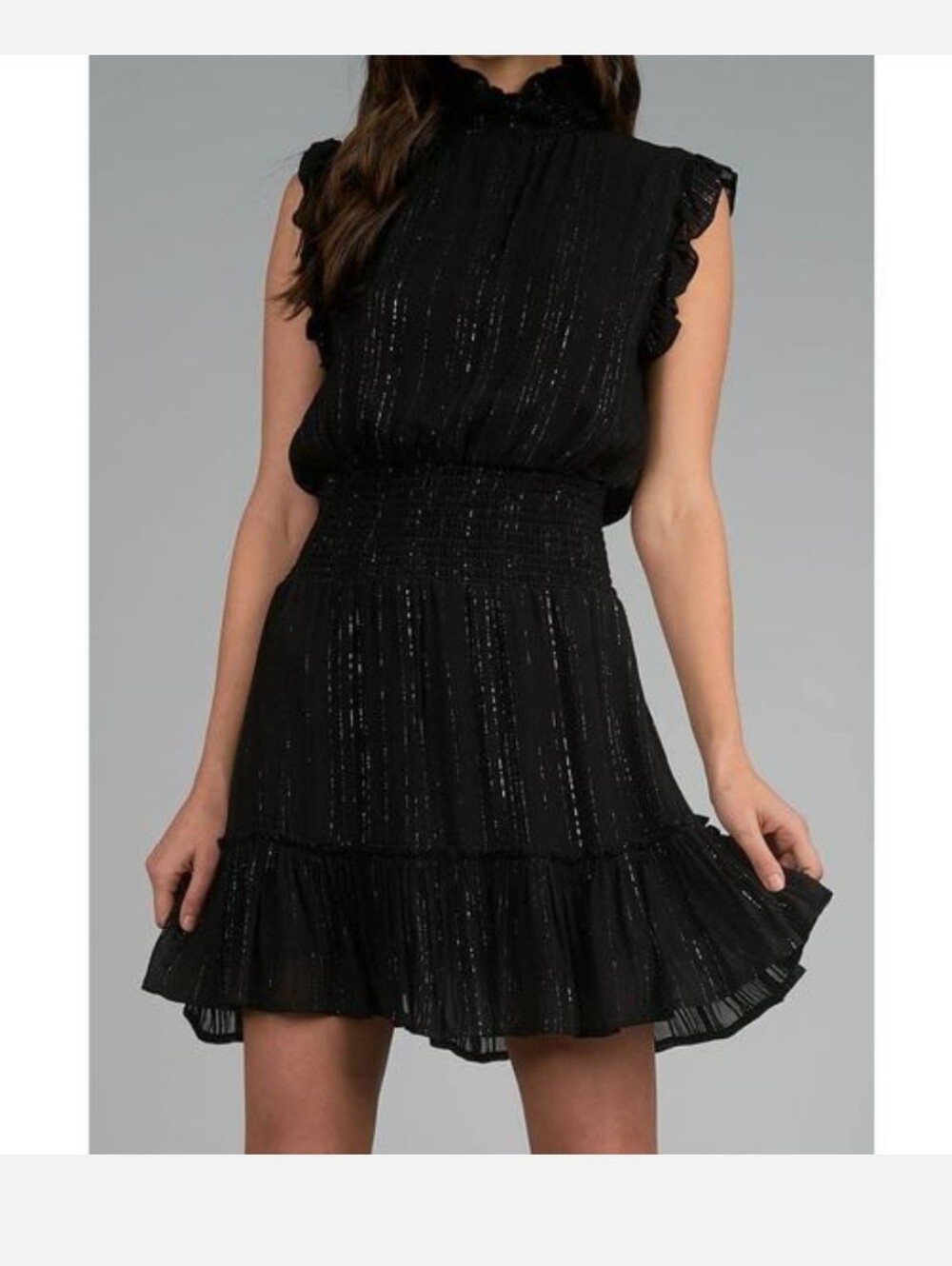 NEW ELAN sleeveless jazz mini dress in black/silver